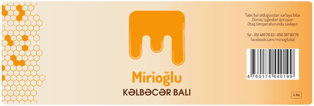 Mirioğlu Kəlbəcər balı etiketi, 1 kq